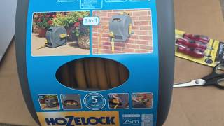 Hozelock 2-in-1 garden hose 25m unboxing and demo on how to assemble