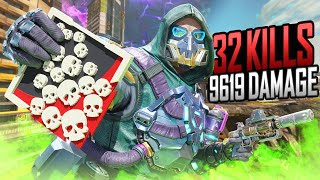 INSANE Caustic 32 KILLS and 9,619 Damage Apex Legends Gameplay