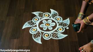 Daily morning 2 easy rangoli kolam 🌺 3×2 dots simple muggulu designs 🌺 @Suryadailyrangolidesigns