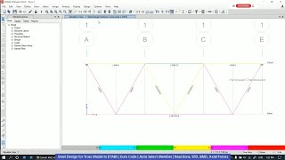 ETABS Steel Design for Truss Model (Euro Code) Auto Select Member - Reactions, SFD, BMD, AxialForces