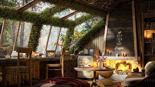 Spring Coffee Shop Ambience Cozy 4K Warm Jazz Music ☀️  Relaxing Jazz Music for Study, Work