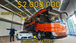 Touring a $2,000,000 Motorhome with a Secret HYPERCAR GARAGE