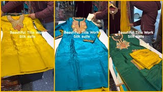 Beautiful Tilla work silk suits latest collection