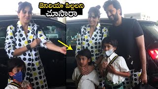 Genelia Deshmukh And Ritesh Deshmukh With His Children Spotted Airport | Jenilia Latest videos | FL