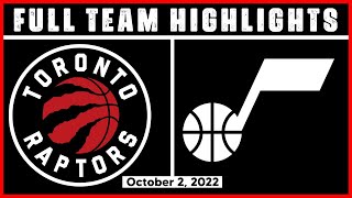 Toronto Raptors vs Utah Jazz - Full Team Highlights | October 2, 2022 | 22-23 NBA Pre-Season