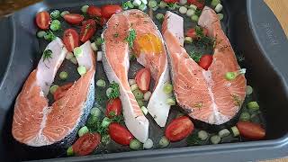 Σολομός στο φούρνο!!!!  Σε μισήώρα τρώμε!!!!!!!    Salmon in the oven!!!! 5 minutes preparation!!!