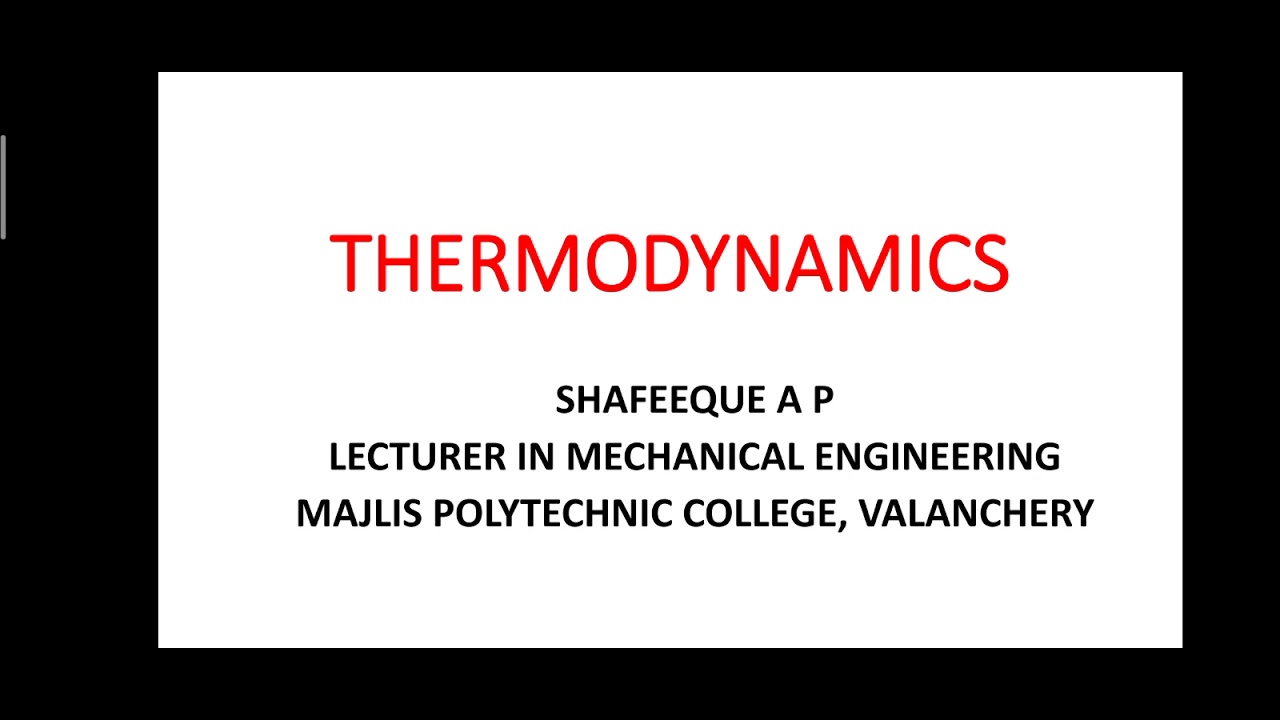 THERMODYNAMICS; THERMAL ENGINEERING MODULE:1 PART-1 - YouTube