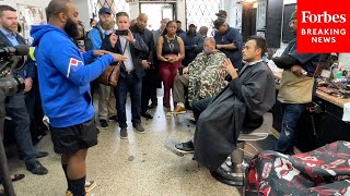 WATCH: Vivek Ramaswamy Campaigns In Chicago, Talks To Voters While Getting Haircut In Barbershop