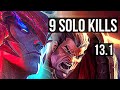 YONE vs DARIUS (TOP) | 9 solo kills, Legendary, 10/2/2, 300+ games | KR Diamond | 13.1