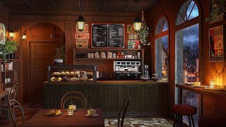 Smooth Jazz Music & Rain Sounds at Cozy Coffee Shop Ambience - Jazz Music to Relax, Study, Work