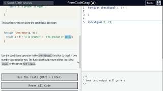 Lesson 110 | Basic JavaScript | Use the Conditional (Ternary) Operator
