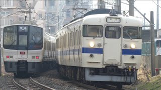 415系区間快速1380Mと811系RED EYE重連がすれ違う その後回1380Mも記録