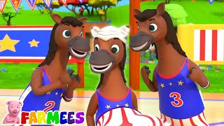 Cinco caballos altos rima educativa de dibujos animados para niños