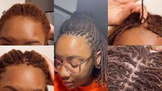 Perimeter Only Retightening | Self Maintaining My Microlocs #braidlocs #retie #interlocking