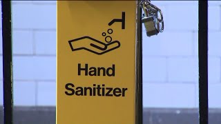 MTA testing hand sanitizer stations