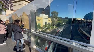 Film blocking views of Las Vegas Strip, Sphere on pedestrian bridges being ripped down