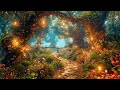 A virtual garden with a path leading to an enchanted forest scene✨Calming Nature Sounds For Sleeping