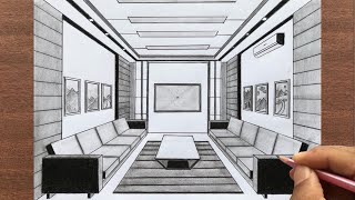 How to Draw a Room using 1-Point Perspective Step by Step