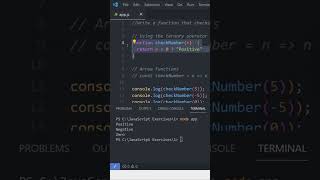 Write a function that checks if a given number is positive, negative or zero | JS Exercise 1