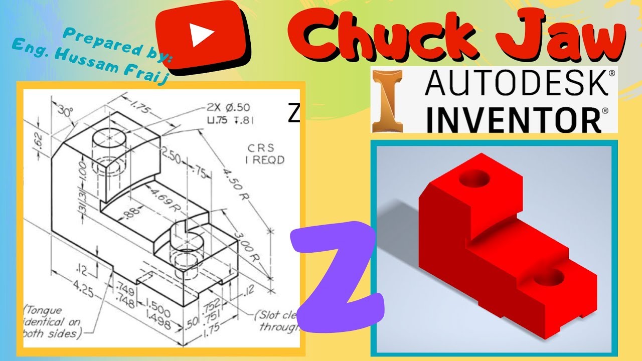 Autodesk Inventor Tutorial Drawing Z Chuck Jaw Step By Step اوتوديسك