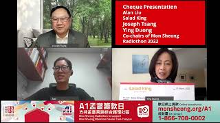 Mon Sheong Radiothon 2022 - Salad King - Alan Liu - Cheque Presentation, Joseph Tsang, Ying Duong