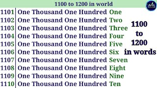 1101 To 1200 In Words || 1101 to 1200 Naming Words || 1100 to 1200 Numbers in Words.