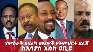 የምስራቅ አፍሪካ መሪዎች የትምህርት ደረጃ-ከኢሳያስ እስከ ዐቢይ| ETHIO FORUM