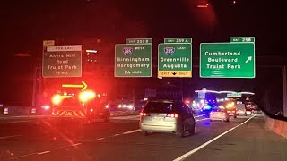 Multi-vehicle crash with injuries shuts down a portion of I-75 in Cobb County
