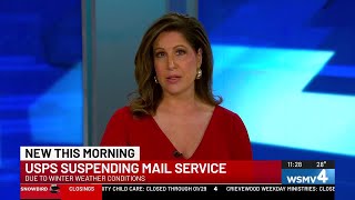 USPS suspends mail delivery to some areas due to winter weather