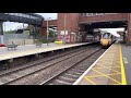 LNER Azuma Hitachi AT300 passing through Stevenage Railway Station at high speed