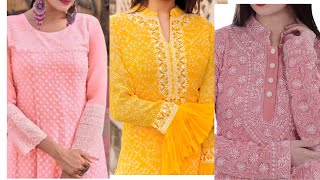 latest chikankari neck and sleeves design ❤️ #fashion #chikankari