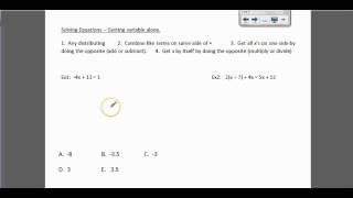 Substitution, Combine Like Terms, Solve ACT PREP