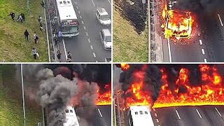 WATCH: Bus fire cuts off highway with wall of flame in Buenos Aires