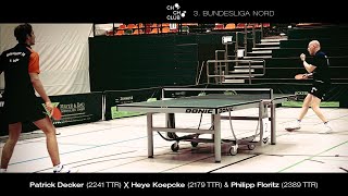 Patrick Decker vs. Heye Koepcke \u0026 Philipp Floritz (3. Tischtennis Bundesliga Nord 2023/24)