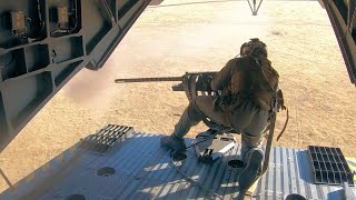 Marines Aerial Fire .50-cal MGs From CH-53Ks
