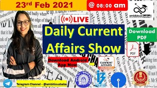 8:00 AM - Daily GK: 23rd Feb 2021 |Current Affairs 2021 | Daily Current Affairs | Ambitious Baba