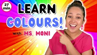 Learn Colours For Toddlers | Wheels On The Bus + More | Ms. Moni