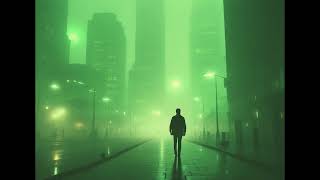 Walking Alone in a Foggy Green City Atmosphere