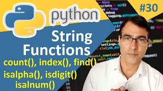 String Functions of Python | tutorial lesson - 30 | count, index, find, isalpha, isdigit in Python