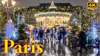 Paris, France🇫🇷 - Beautiful Christmas Village in Paris 4K  | Paris 4K | A Walk In Paris