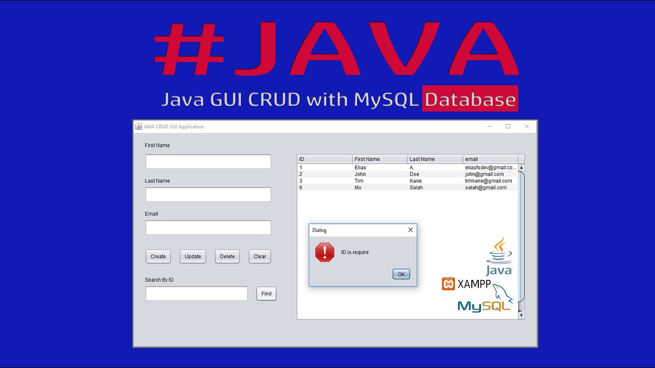 Complete Java Gui Crud With Mysql Database Using Xampp Full Project