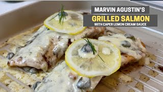 Grilled Salmon with Caper Lemon Cream Sauce