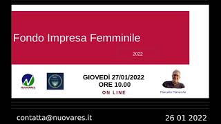 fondo impresa femminile 2022