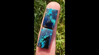 20mm Azurite Chrysocolla with Hematite OBLONG cabochon pair 20 by 12 by 4mm