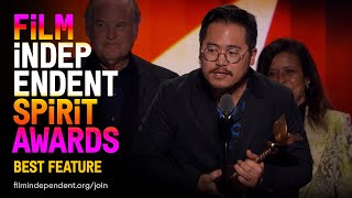 EVERYTHING EVERYWHERE ALL AT ONCE wins BEST FEATURE at the 2023 Film Independent Spirit Awards.