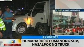 BT: Humaharurot umanong SUV, nasalpok ng truck