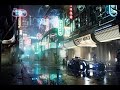 Bladerunner Blues with Rain and Thunder Cyberpunk City 1 Hour Sleep. Relaxation, Meditation