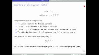 Prerequisites of Model Predictive Control: Optimization – Part 1