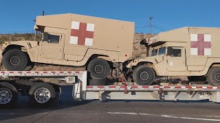 Truck Drivers with big loads spotted, military medical trucks \u0026 freight carriers, Truck Spotting USA