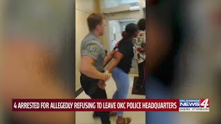 Four arrested for disorderly conduct at Oklahoma City police station after attempting to make a comp